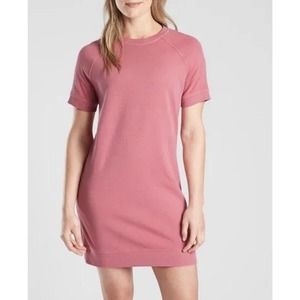 Athleta Dress Women’s Large Sundown Sweatshirt Cotton Shirt Dress Pink Causal
